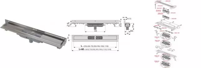 Душевой лоток «AlcaPlast» APZ1104-850 Flexible Low APZ1104-850 вертикальный выпуск без решетки Душевой лоток «AlcaPlast» APZ1104-850 Flexible Low APZ1104-850 вертикальный выпуск без решетки