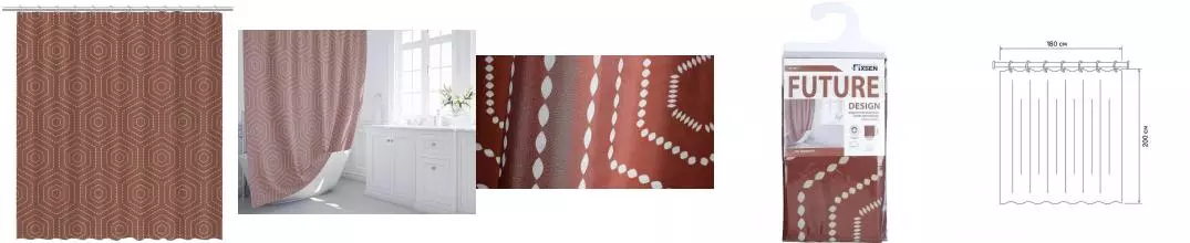 Штора для ванной «Fixsen» Future FX-1511 180/200 коричневая