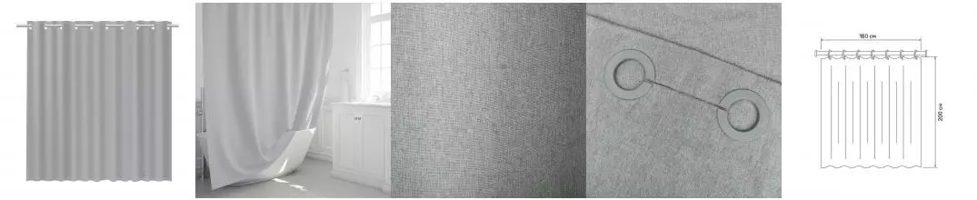 Штора для ванной «Fixsen» Linum FX-1535K 180/200 серая