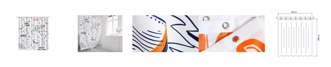 Штора для ванной «Fixsen» Space FX-2508 180/200 белая/рисунок