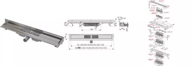 Душевой лоток «AlcaPlast» APZ104-550 Flexible Low APZ104-550 боковой выпуск без решетки 