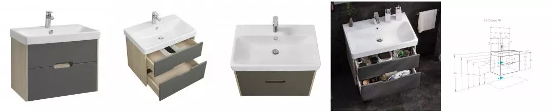 Тумба с раковиной «Aquaton» Оливия 70 (Адриана 70 (Акватон)) подвесная грей/дуб Ойстер Тумба с раковиной «Aquaton» Оливия 70 (Адриана 70 (Акватон)) подвесная грей/дуб Ойстер