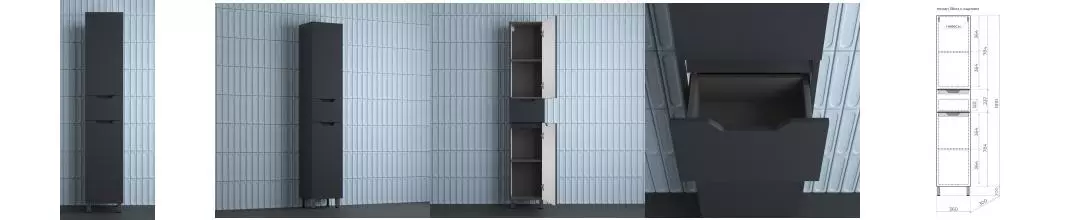 Пенал «Style Line» Остин 36 графит правый