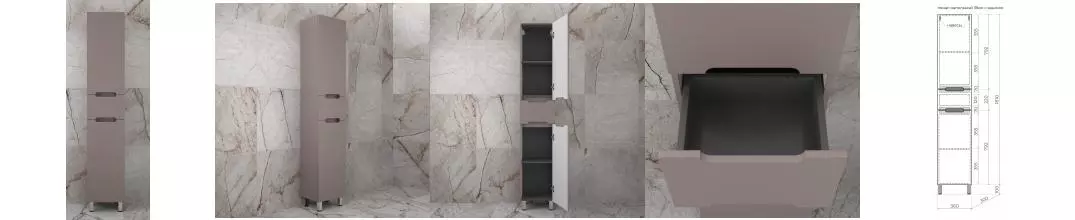 Пенал «Style Line» Матис 36 тауп тёмный правый