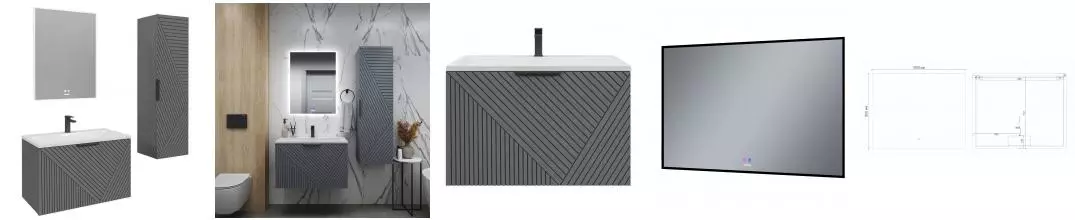 Мебель для ванной подвесная «Grossman» Блисс 100 графит матовая Мебель для ванной подвесная «Grossman» Блисс 100 графит матовая