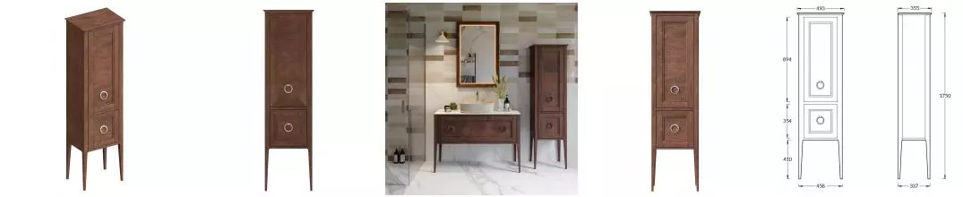 Пенал из массива «Kerama Marazzi» Plaza Classic Neo 45 орех матовый правый Пенал из массива «Kerama Marazzi» Plaza Classic Neo 45 орех матовый правый