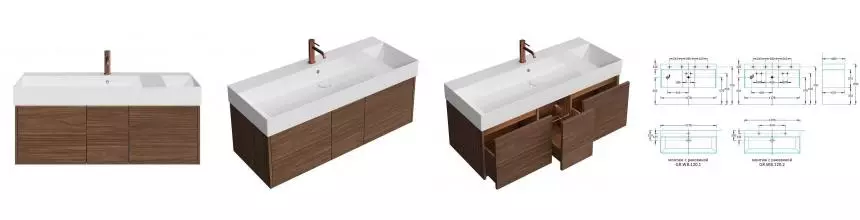 Тумба с раковиной «Kerama Marazzi» Grande 120 с 2 ящиками (Grande 120/48) подвесная структурированный орех