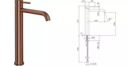 Смеситель для раковины «Kerama Marazzi» Eterna 69615XKM.59.067 брашированная медь
