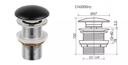 Донный клапан для раковины «Ceramica Nova» CN2000MBnc чёрный матовый Донный клапан для раковины «Ceramica Nova» CN2000MBnc чёрный матовый