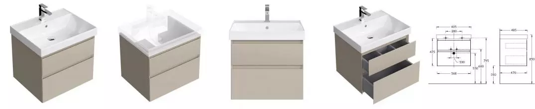 Тумба с раковиной «Kerama Marazzi» Cubo 60 (Cubo 60/48) подвесная лимо матовая Тумба с раковиной «Kerama Marazzi» Cubo 60 (Cubo 60/48) подвесная лимо матовая