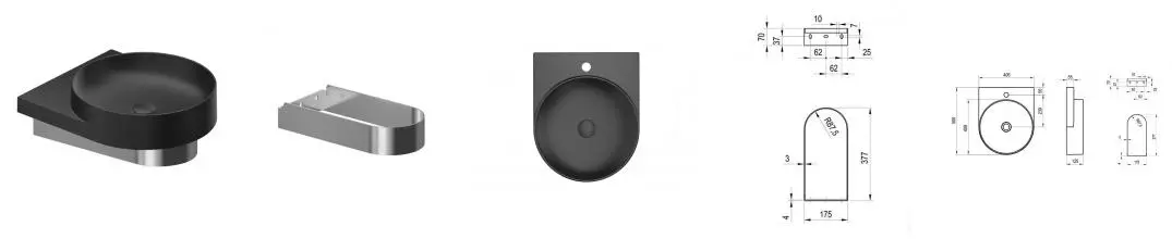 Консоль «Ravak» Yard 40 (Yard 40/50 с отв чёрная) подвесная хром