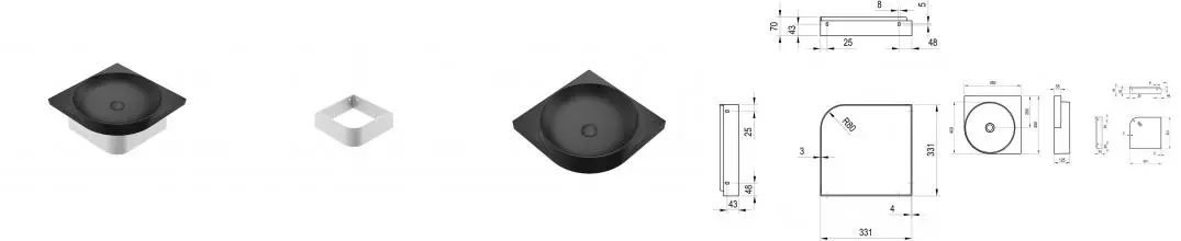 Консоль «Ravak» Yard 45 C (Yard 45 C без отв чёрная) подвесная угловая белая Консоль «Ravak» Yard 45 C (Yard 45 C без отв чёрная) подвесная угловая белая