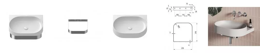 Консоль «Ravak» Yard 60 (Yard 60/50 без отв белая) подвесная хром