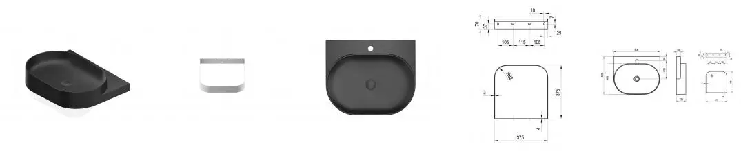 Консоль «Ravak» Yard 60 (Yard 60/50 с отв чёрная) подвесная белая