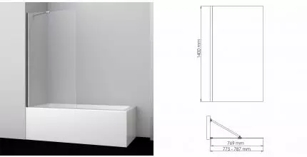 Шторка на ванну стеклянная «WasserKRAFT» Spree 14P01-80 80/140 прозрачная/никель универсальная