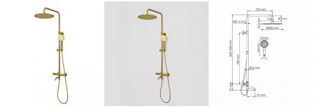 Душевая система «WasserKRAFT» A188.263.348.PG Thermo с термостатом золото Душевая система «WasserKRAFT» A188.263.348.PG Thermo с термостатом золото