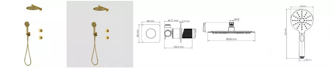 Душевая система «WasserKRAFT» A7651.303.183.208.280.197.348 золото