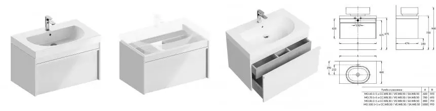 Тумба с раковиной «Kerama Marazzi» Modula 80 (Buongiorno 80/48) подвесная белая глянцевая Тумба с раковиной «Kerama Marazzi» Modula 80 (Buongiorno 80/48) подвесная белая глянцевая