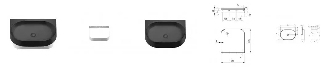 Консоль «Ravak» Yard 60 (Yard 60/50 без отв чёрная) подвесная белая