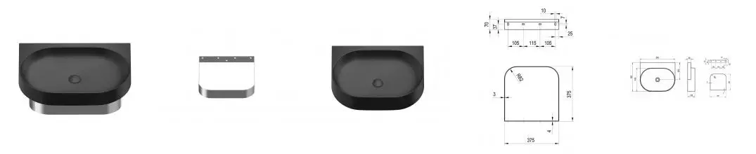 Консоль «Ravak» Yard 60 (Yard 60/50 без отв чёрная) подвесная хром