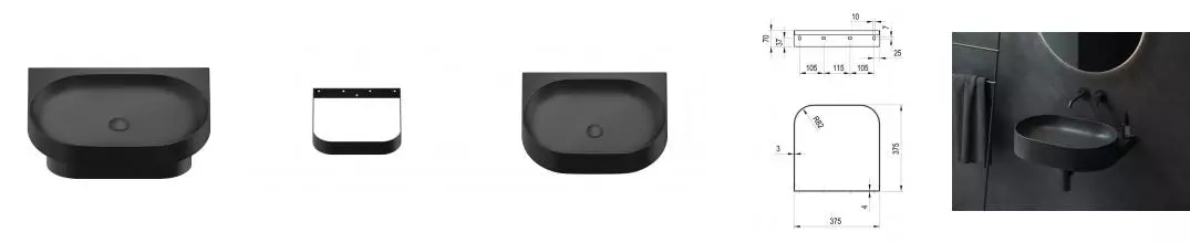 Консоль «Ravak» Yard 60 (Yard 60/50 без отв чёрная) подвесная чёрная