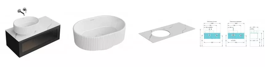 Тумба с раковиной «Kerama Marazzi» Iconico 100 (Vento 50/37) столешница Монте Тиберио 100 белый натуральный подвесная черная Тумба с раковиной «Kerama Marazzi» Iconico 100 (Vento 50/37) столешница Монте Тиберио 100 белый натуральный подвесная черная