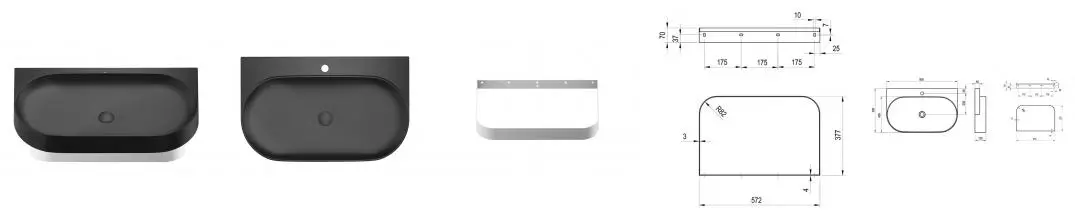 Консоль «Ravak» Yard 80 (Yard 80/50 с отв чёрная) подвесная белая