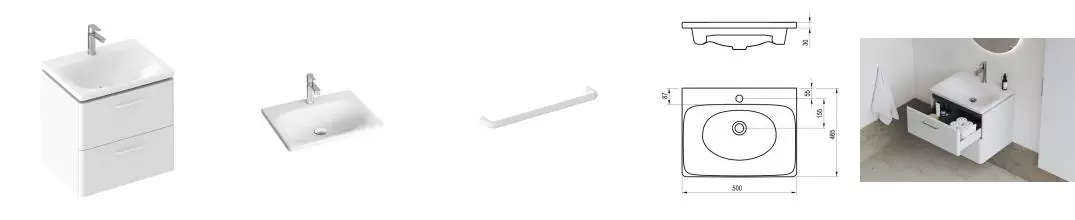 Тумба с раковиной «Ravak» SD Balance II 50 (Balance 50/46) подвесная белый