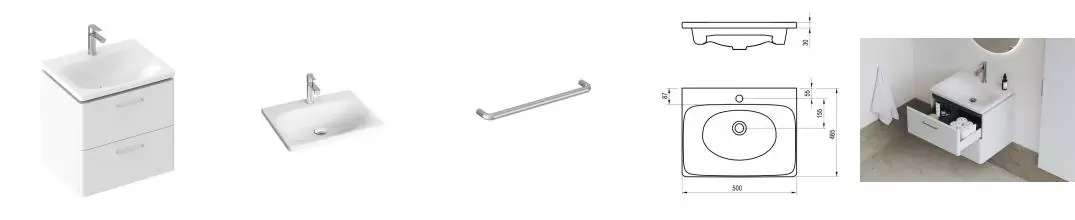 Тумба с раковиной «Ravak» SD Balance II 50 (Balance 50/46) подвесная белый