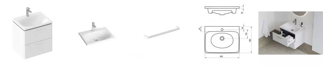 Тумба с раковиной «Ravak» SD Balance II 60 (Balance 60/46) подвесная белый