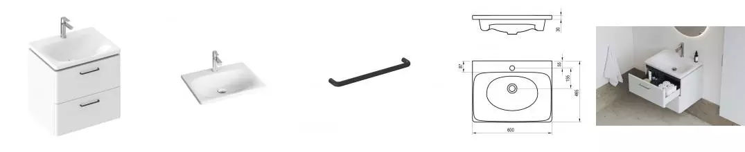 Тумба с раковиной «Ravak» SD Balance II 60 (Balance 60/46) подвесная белый