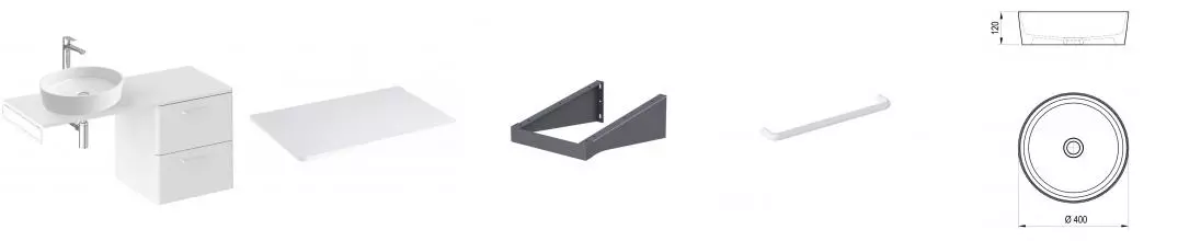 Тумба с раковиной «Ravak» SD Balance II 60 (Uni Slim 40) подвесная белый универсальная