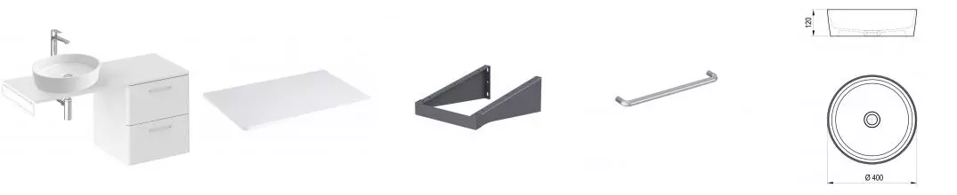 Тумба с раковиной «Ravak» SD Balance II 60 (Uni Slim 40) подвесная белый универсальная