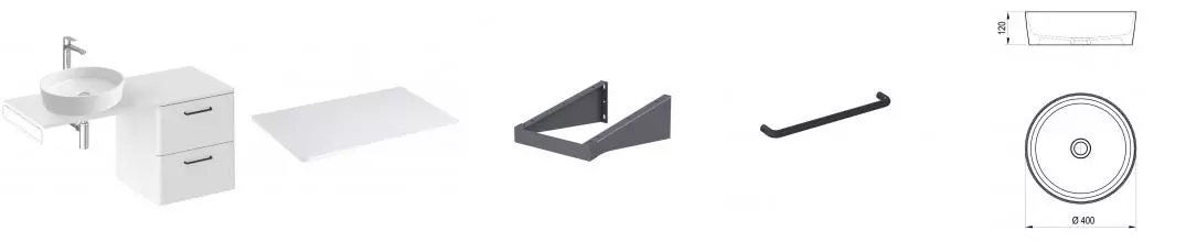 Тумба с раковиной «Ravak» SD Balance II 60 (Uni Slim 40) подвесная белый универсальная