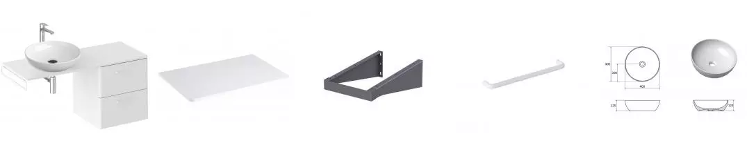 Тумба с раковиной «Ravak» SD Balance II 60 (Uni Slim B 40) подвесная белый универсальная Тумба с раковиной «Ravak» SD Balance II 60 (Uni Slim B 40) подвесная белый универсальная