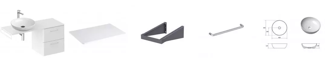 Тумба с раковиной «Ravak» SD Balance II 60 (Uni Slim B 40) подвесная белый универсальная Тумба с раковиной «Ravak» SD Balance II 60 (Uni Slim B 40) подвесная белый универсальная