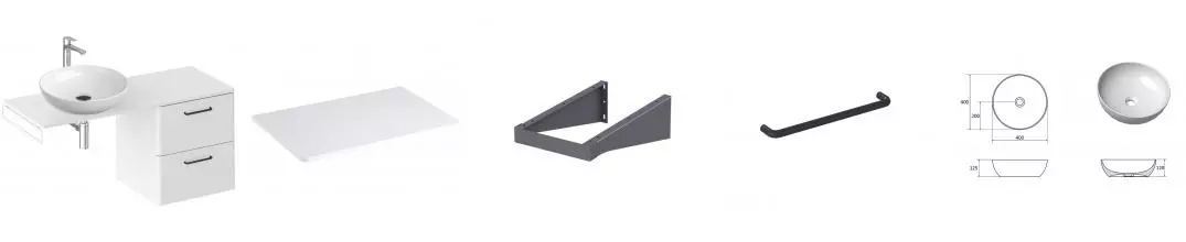 Тумба с раковиной «Ravak» SD Balance II 60 (Uni Slim B 40) подвесная белый универсальная Тумба с раковиной «Ravak» SD Balance II 60 (Uni Slim B 40) подвесная белый универсальная