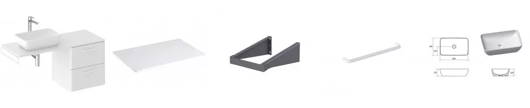 Тумба с раковиной «Ravak» SD Balance II 60 (Uni Slim R 50/31) подвесная белый универсальная Тумба с раковиной «Ravak» SD Balance II 60 (Uni Slim R 50/31) подвесная белый универсальная