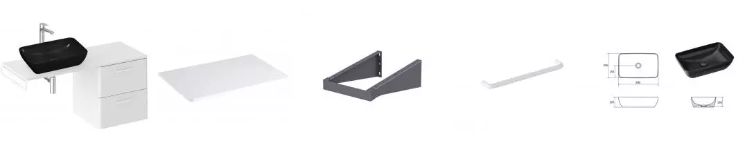 Тумба с раковиной «Ravak» SD Balance II 60 (Uni Slim R 50/31) подвесная белый универсальная