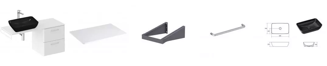 Тумба с раковиной «Ravak» SD Balance II 60 (Uni Slim R 50/31) подвесная белый универсальная