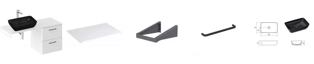 Тумба с раковиной «Ravak» SD Balance II 60 (Uni Slim R 50/31) подвесная белый универсальная