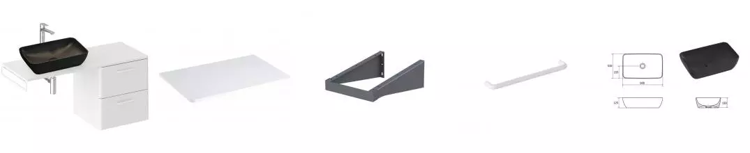 Тумба с раковиной «Ravak» SD Balance II 60 (Uni Slim R 50/31) подвесная белый универсальная