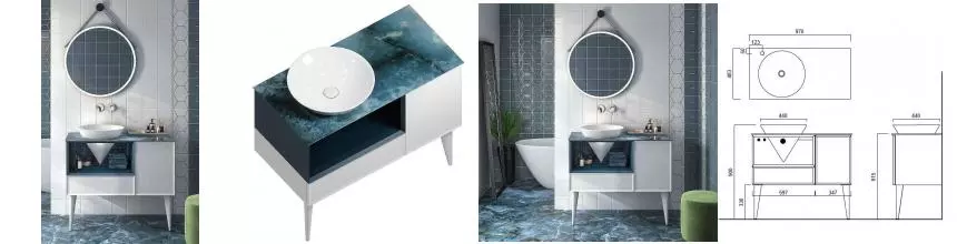 Мебель для ванной «Kerama Marazzi» Cono 97 белая-джинциана