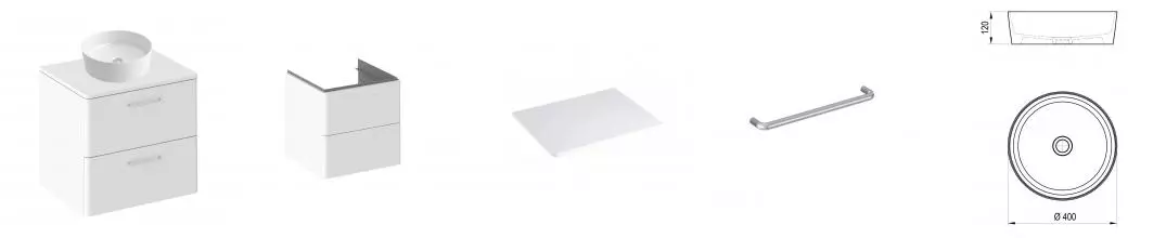 Тумба с раковиной «Ravak» SD Balance II 60 (Uni Slim 40) подвесная белая Тумба с раковиной «Ravak» SD Balance II 60 (Uni Slim 40) подвесная белая