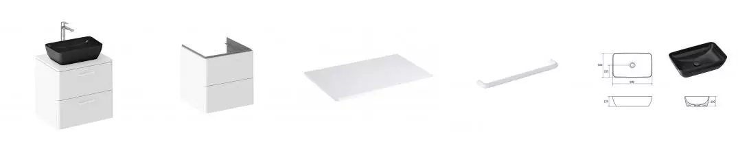 Тумба с раковиной «Ravak» SD Balance II 60 (Uni Slim R 50/31) подвесная белая