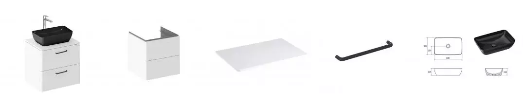 Тумба с раковиной «Ravak» SD Balance II 60 (Uni Slim R 50/31) подвесная белая