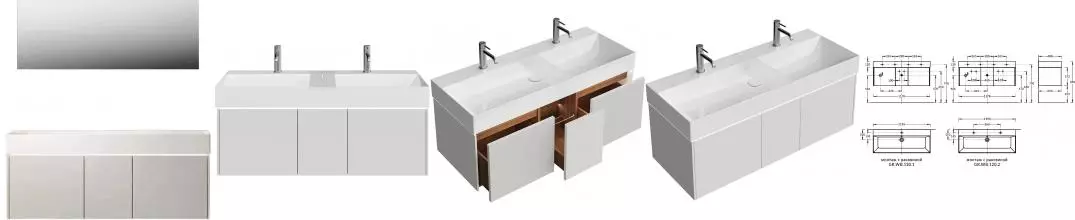 Мебель для ванной подвесная «Kerama Marazzi» Grande 120 с 3 ящиками архитектурный серый Мебель для ванной подвесная «Kerama Marazzi» Grande 120 с 3 ящиками архитектурный серый