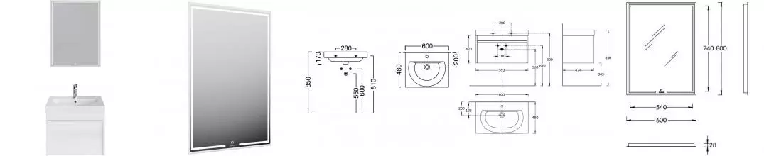 Мебель для ванной подвесная «Kerama Marazzi» Modula 60 белая глянцевая