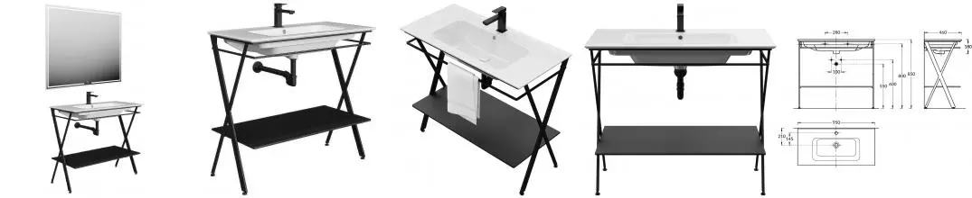 Мебель для ванной «Kerama Marazzi» Piano Next 95 чёрная матовая