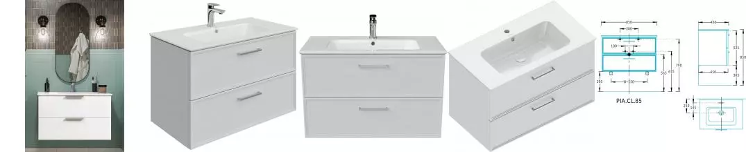 Мебель для ванной подвесная «Kerama Marazzi» Piano Classic 85 ясень белый матовый Мебель для ванной подвесная «Kerama Marazzi» Piano Classic 85 ясень белый матовый